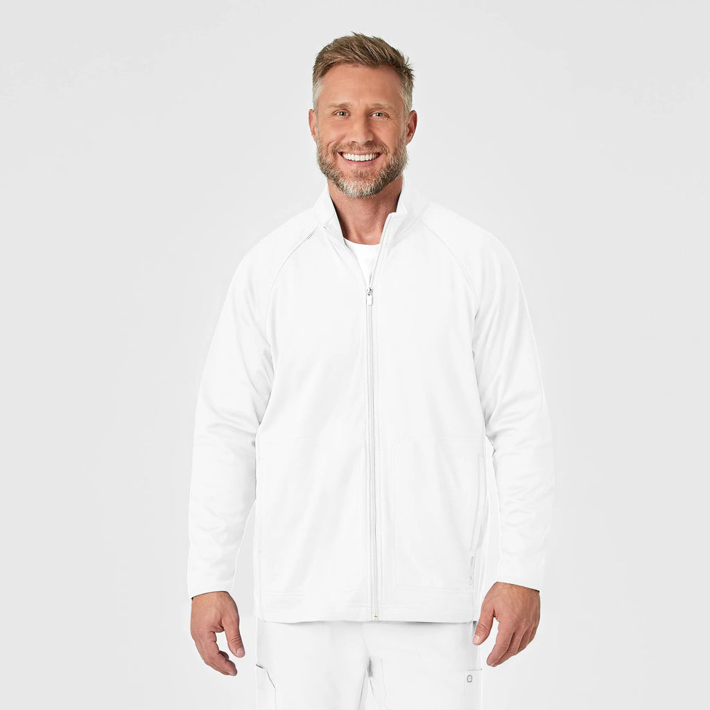 Wink Scrubs Men's Fleece Full Zip Jacket White | scrub-supply.com