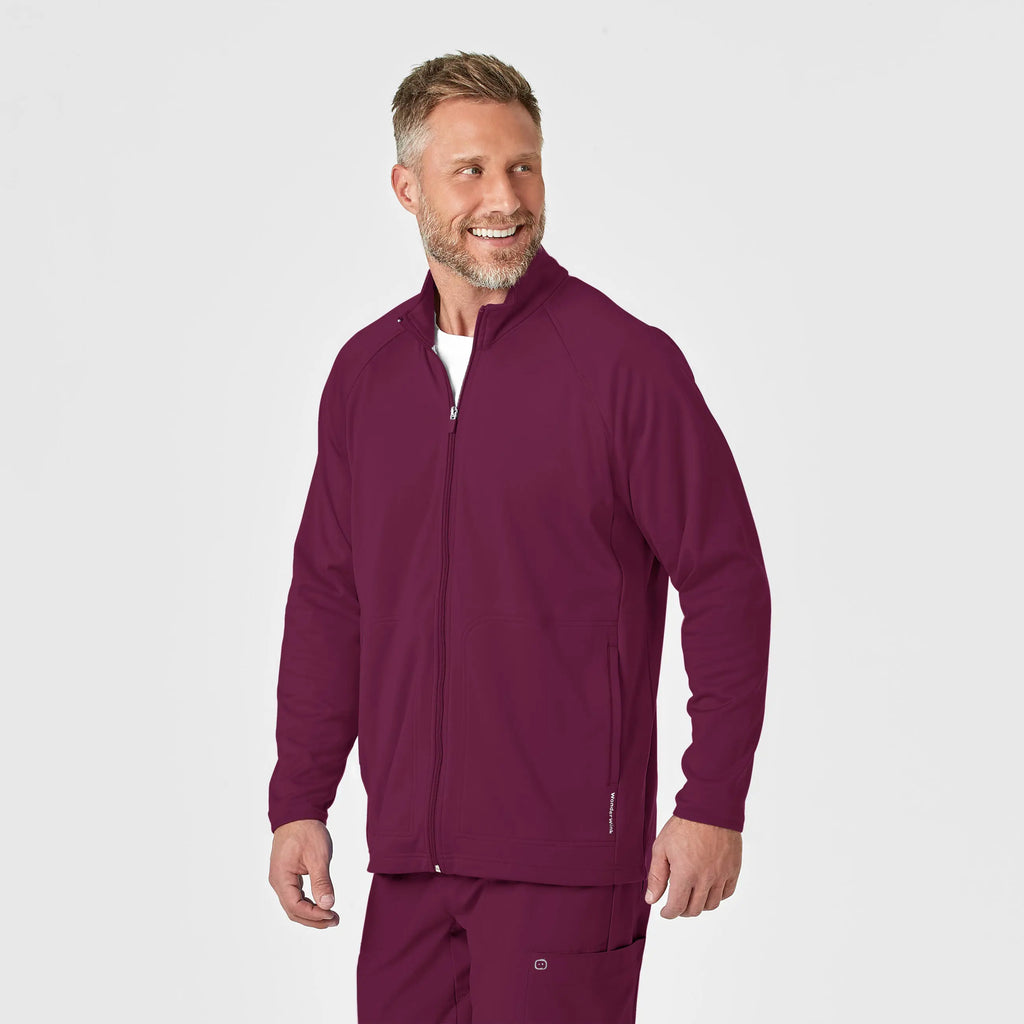 Wink Scrubs Men's Fleece Full Zip Jacket Wine | scrub-supply.com