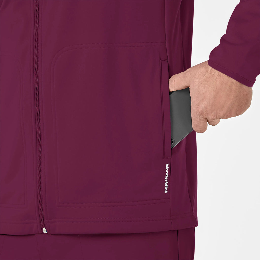 Wink Scrubs Men's Fleece Full Zip Jacket Wine | scrub-supply.com