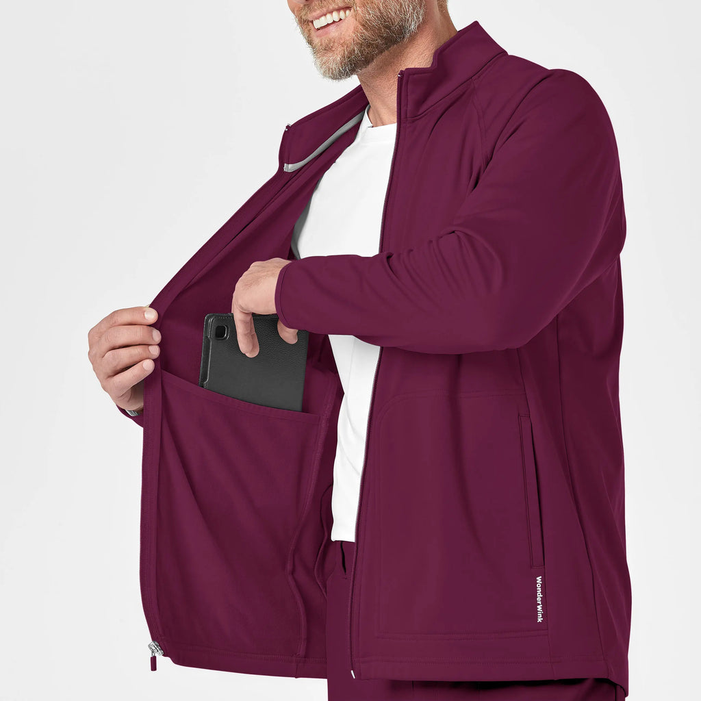 Wink Scrubs Men's Fleece Full Zip Jacket Wine | scrub-supply.com