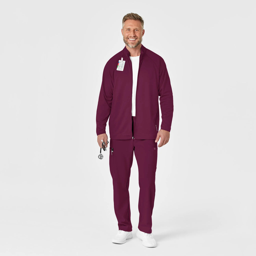 Wink Scrubs Men's Fleece Full Zip Jacket Wine | scrub-supply.com