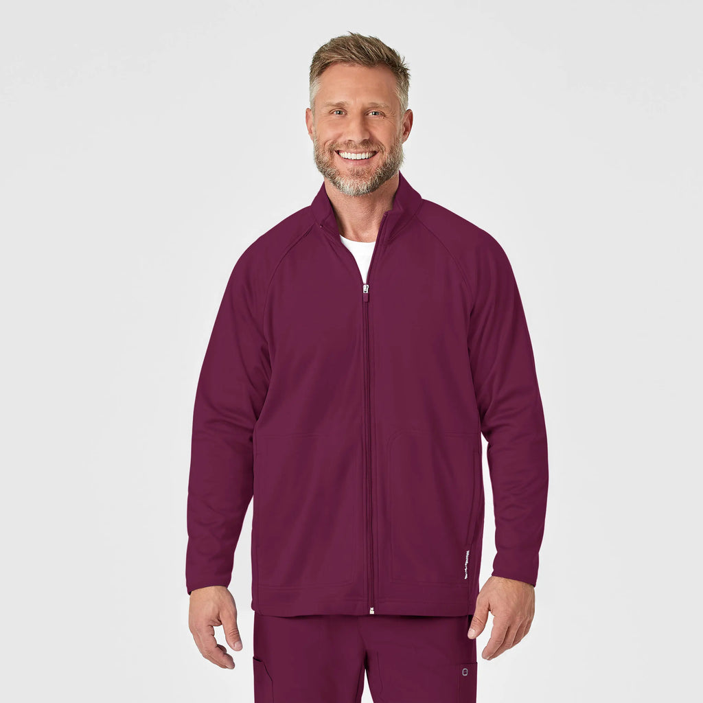 Wink Scrubs Men's Fleece Full Zip Jacket Wine | scrub-supply.com