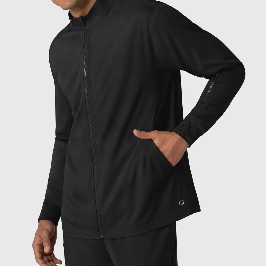 Wink Scrubs Men's Warm Up Jacket Black | scrub-supply.com