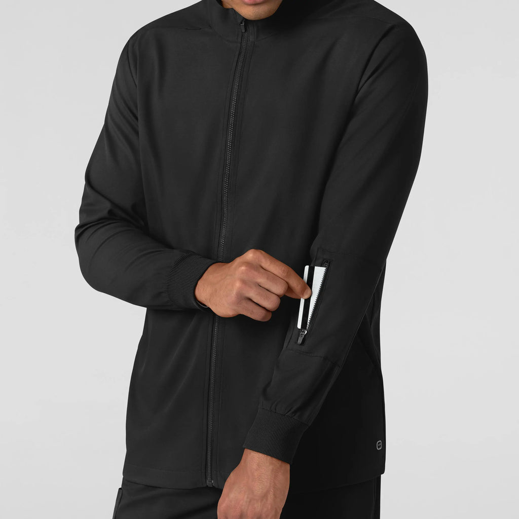 Wink Scrubs Men's Warm Up Jacket Black | scrub-supply.com