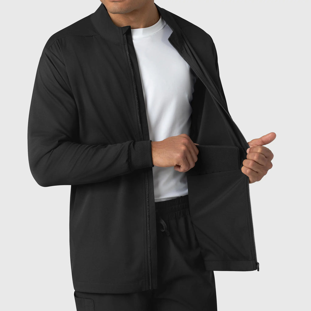 Wink Scrubs Men's Warm Up Jacket Black | scrub-supply.com