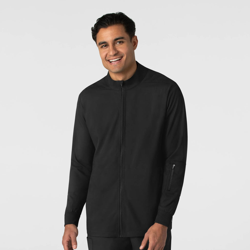 Wink Scrubs Men's Warm Up Jacket Black | scrub-supply.com