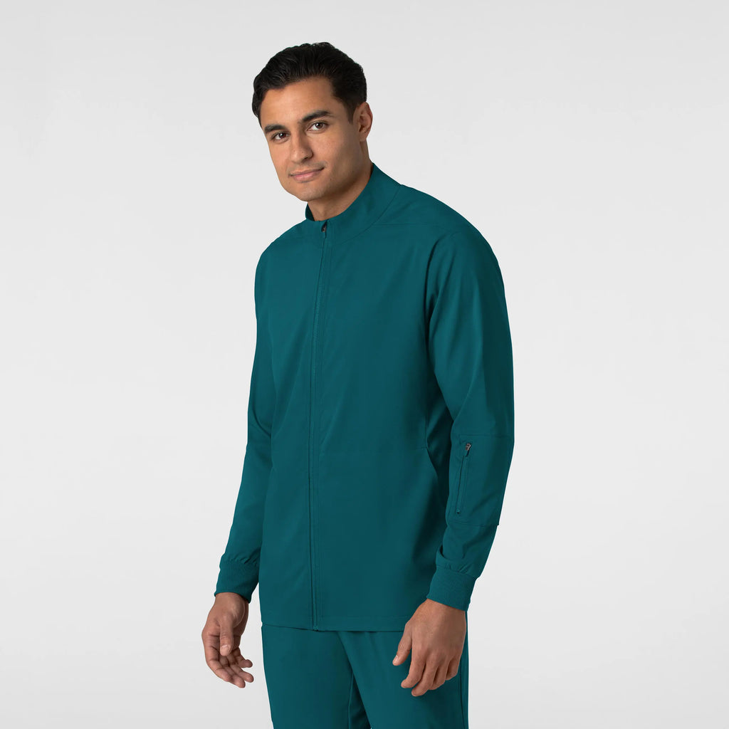 Wink Scrubs Men's Warm Up Jacket Caribbean Blue | scrub-supply.com