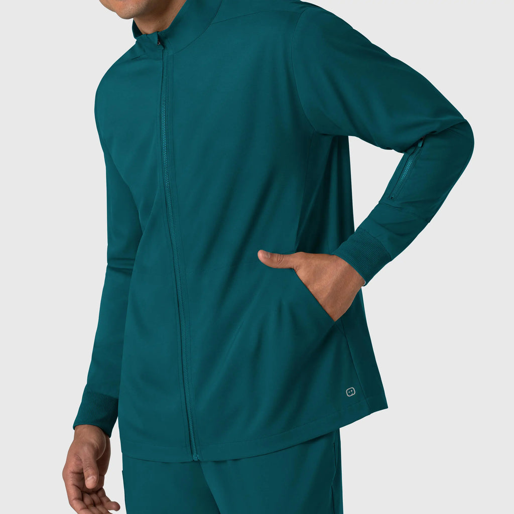 Wink Scrubs Men's Warm Up Jacket Caribbean Blue | scrub-supply.com