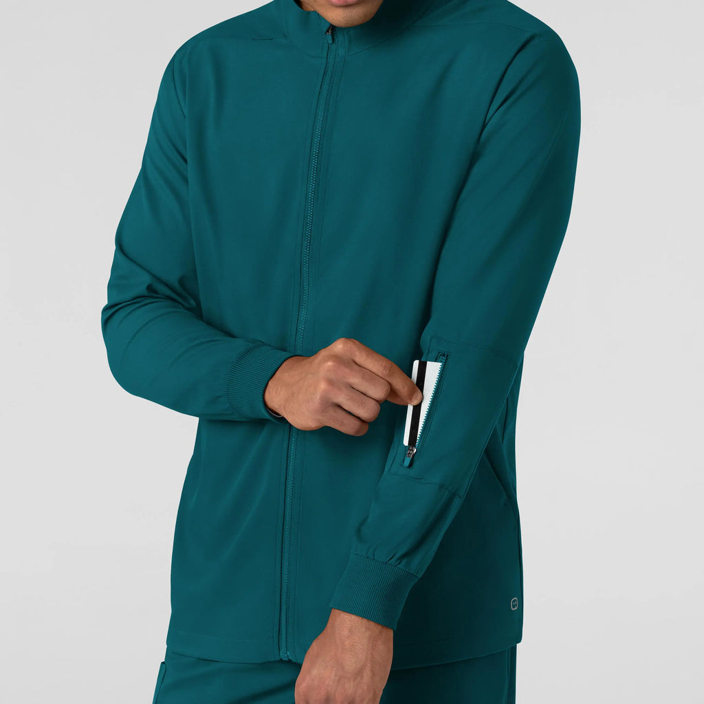 Wink Scrubs Men's Warm Up Jacket Caribbean Blue | scrub-supply.com