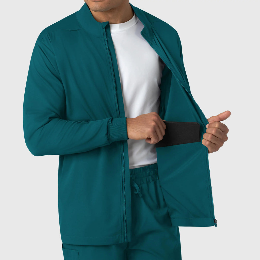 Wink Scrubs Men's Warm Up Jacket Caribbean Blue | scrub-supply.com