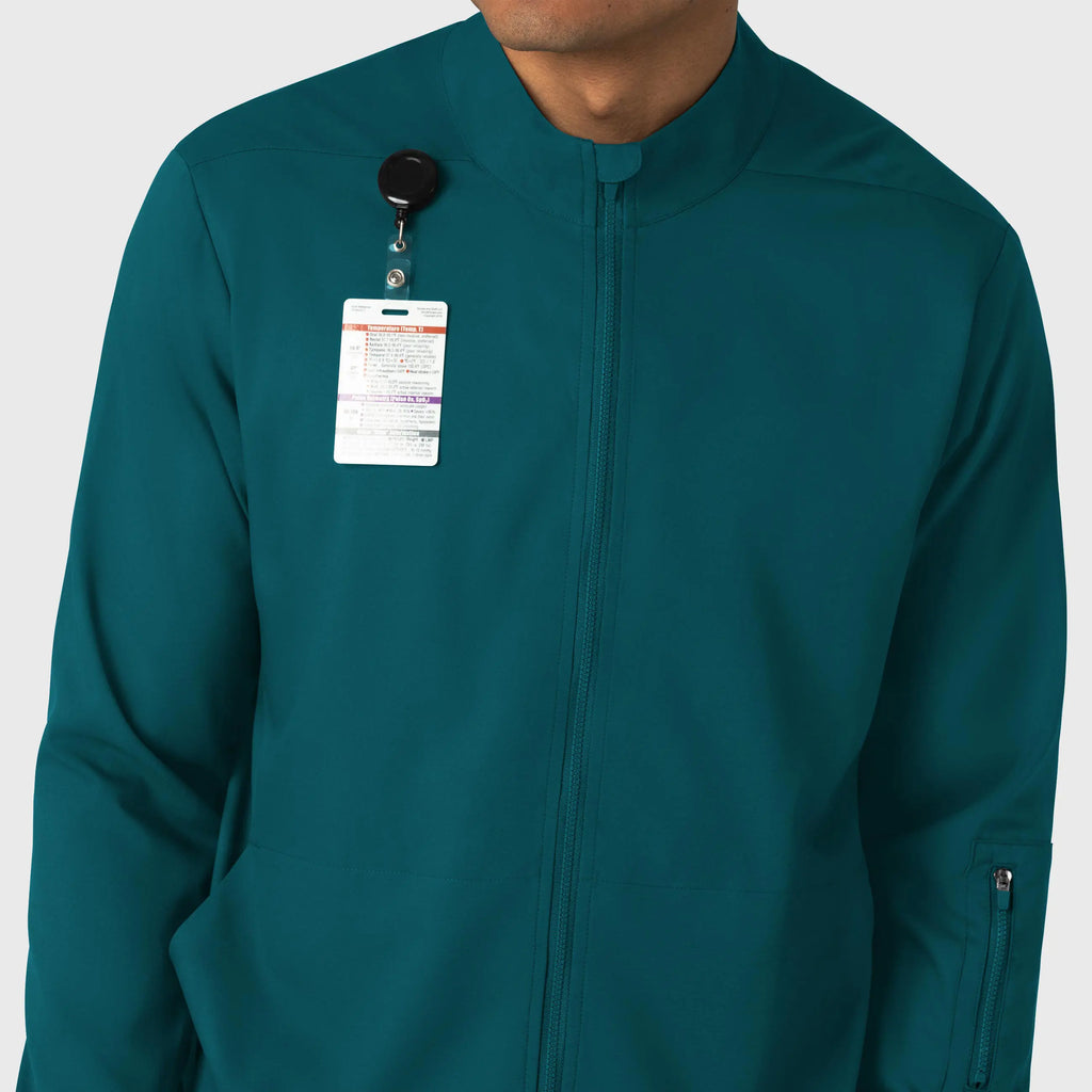 Wink Scrubs Men's Warm Up Jacket Caribbean Blue | scrub-supply.com