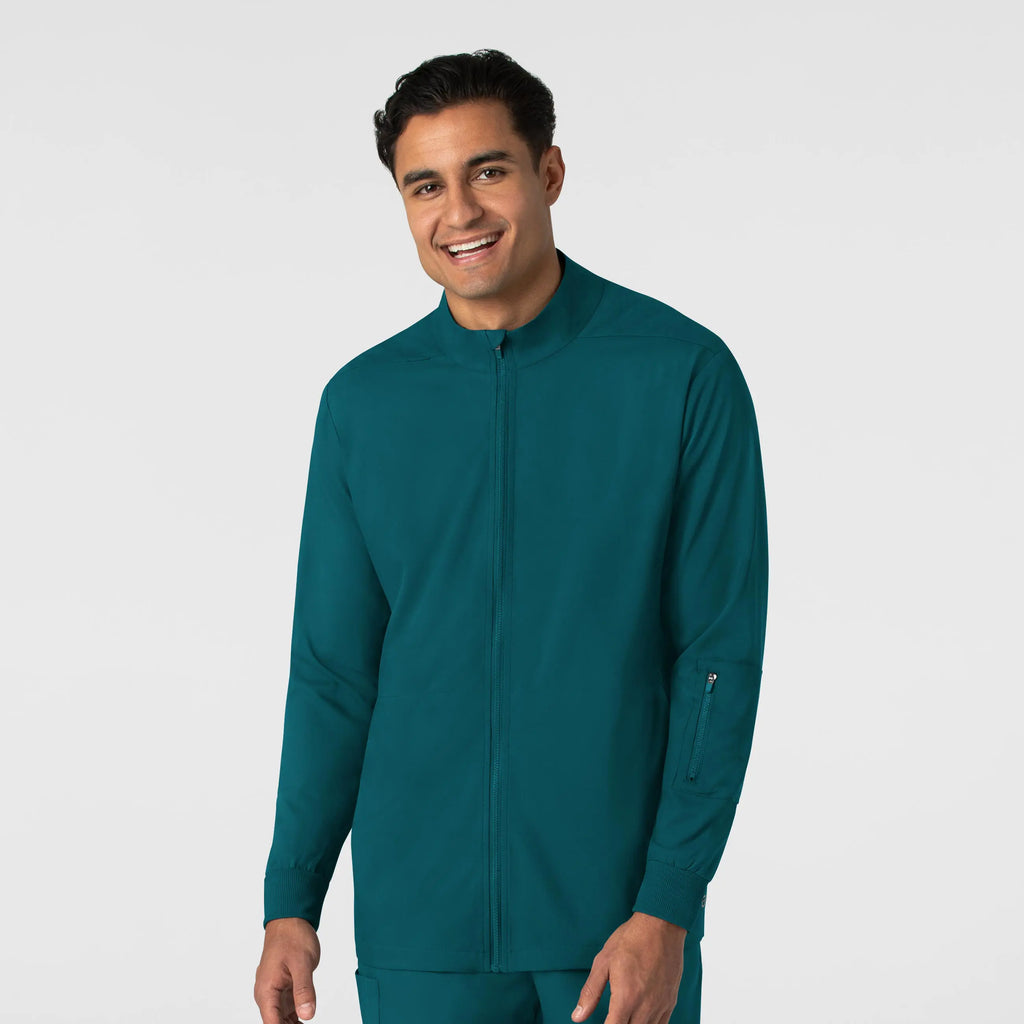 Wink Scrubs Men's Warm Up Jacket Caribbean Blue | scrub-supply.com