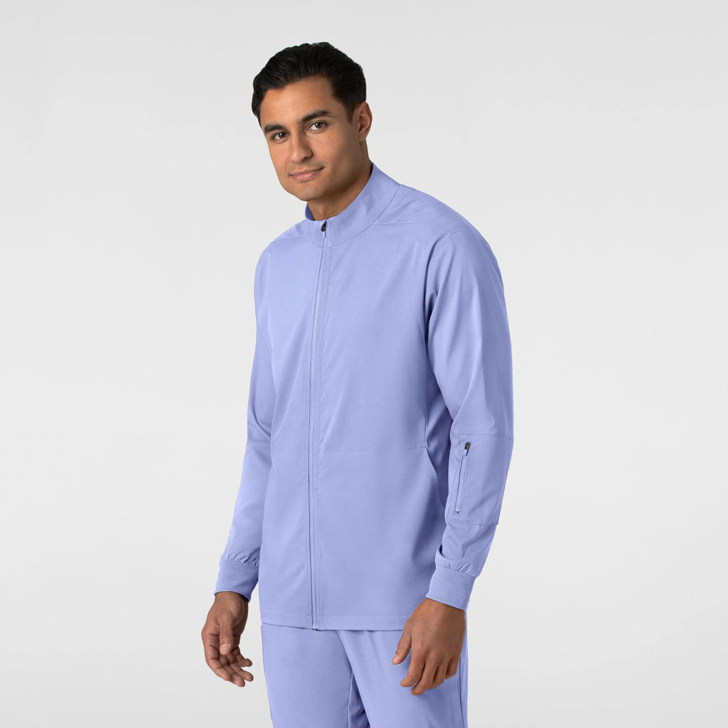 Wink Scrubs Men's Warm Up Jacket Ceil Blue | scrub-supply.com