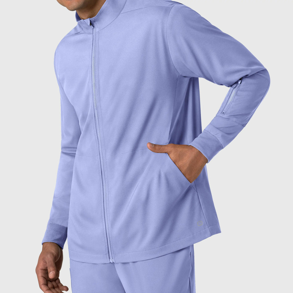 Wink Scrubs Men's Warm Up Jacket Ceil Blue | scrub-supply.com