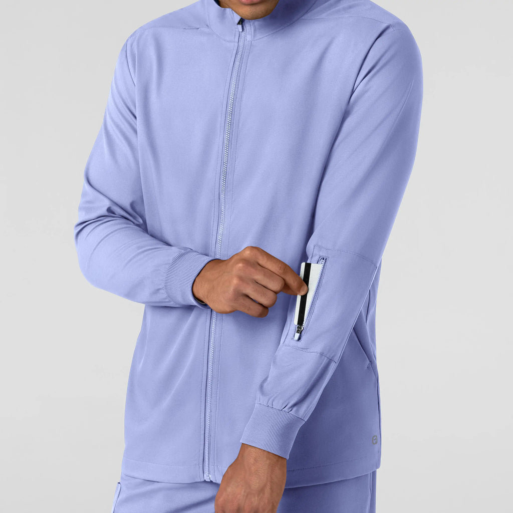 Wink Scrubs Men's Warm Up Jacket Ceil Blue | scrub-supply.com