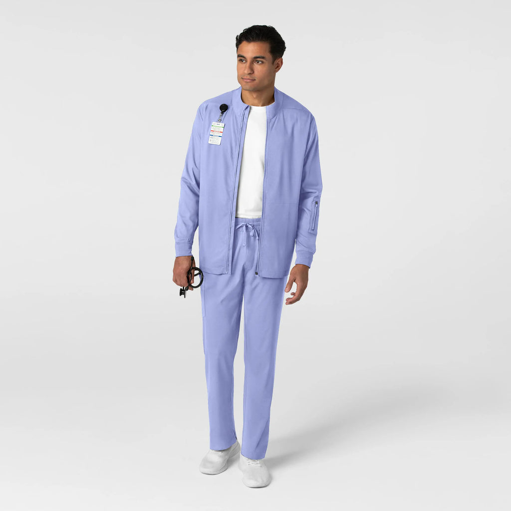 Wink Scrubs Men's Warm Up Jacket Ceil Blue | scrub-supply.com