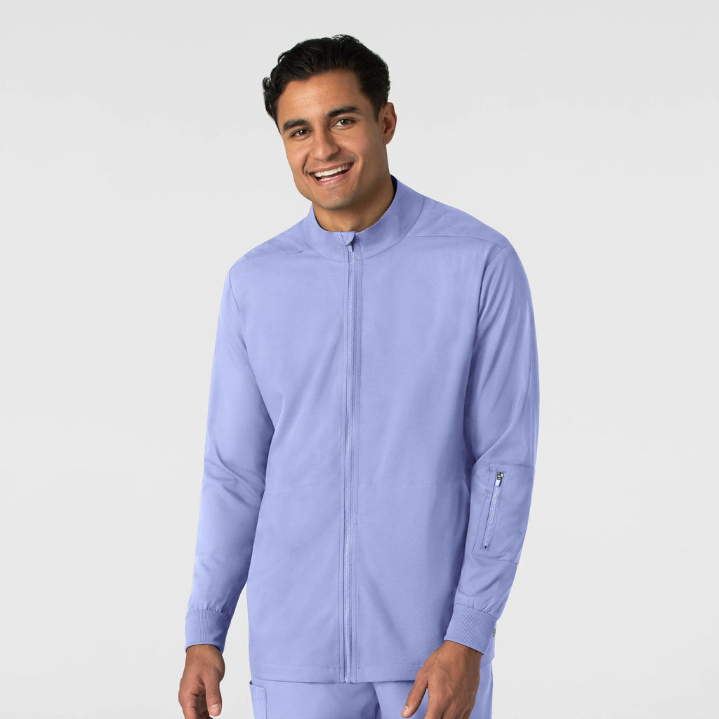 Wink Scrubs Men's Warm Up Jacket Ceil Blue | scrub-supply.com