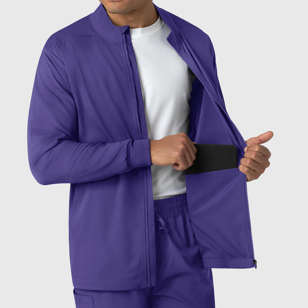 Wink Scrubs Men's Warm Up Jacket Grape | scrub-supply.com