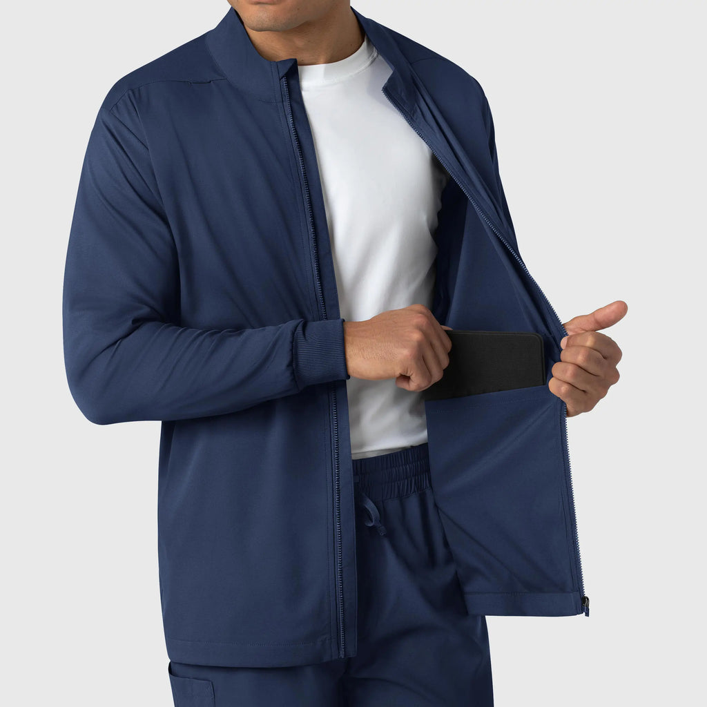 Wink Scrubs Men's Warm Up Jacket Navy | scrub-supply.com