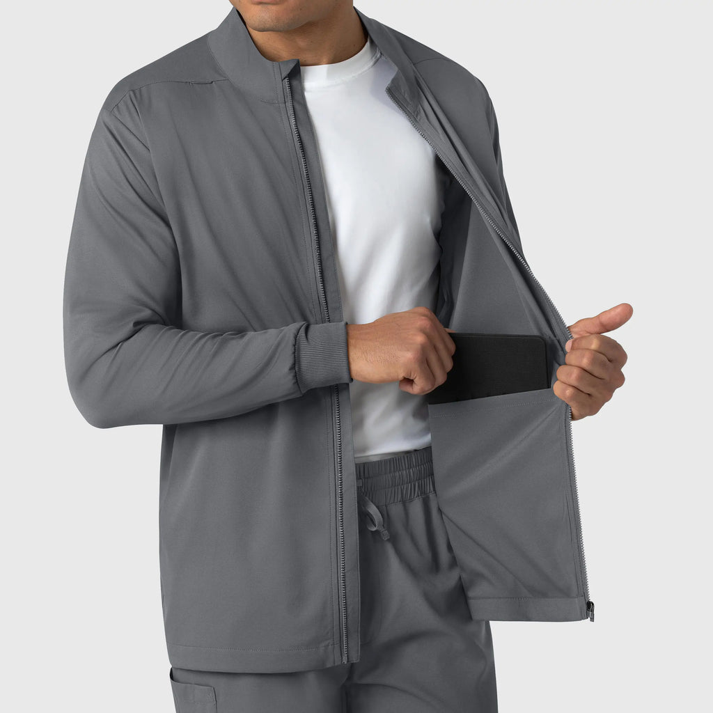 Wink Scrubs Men's Warm Up Jacket Pewter | scrub-supply.com