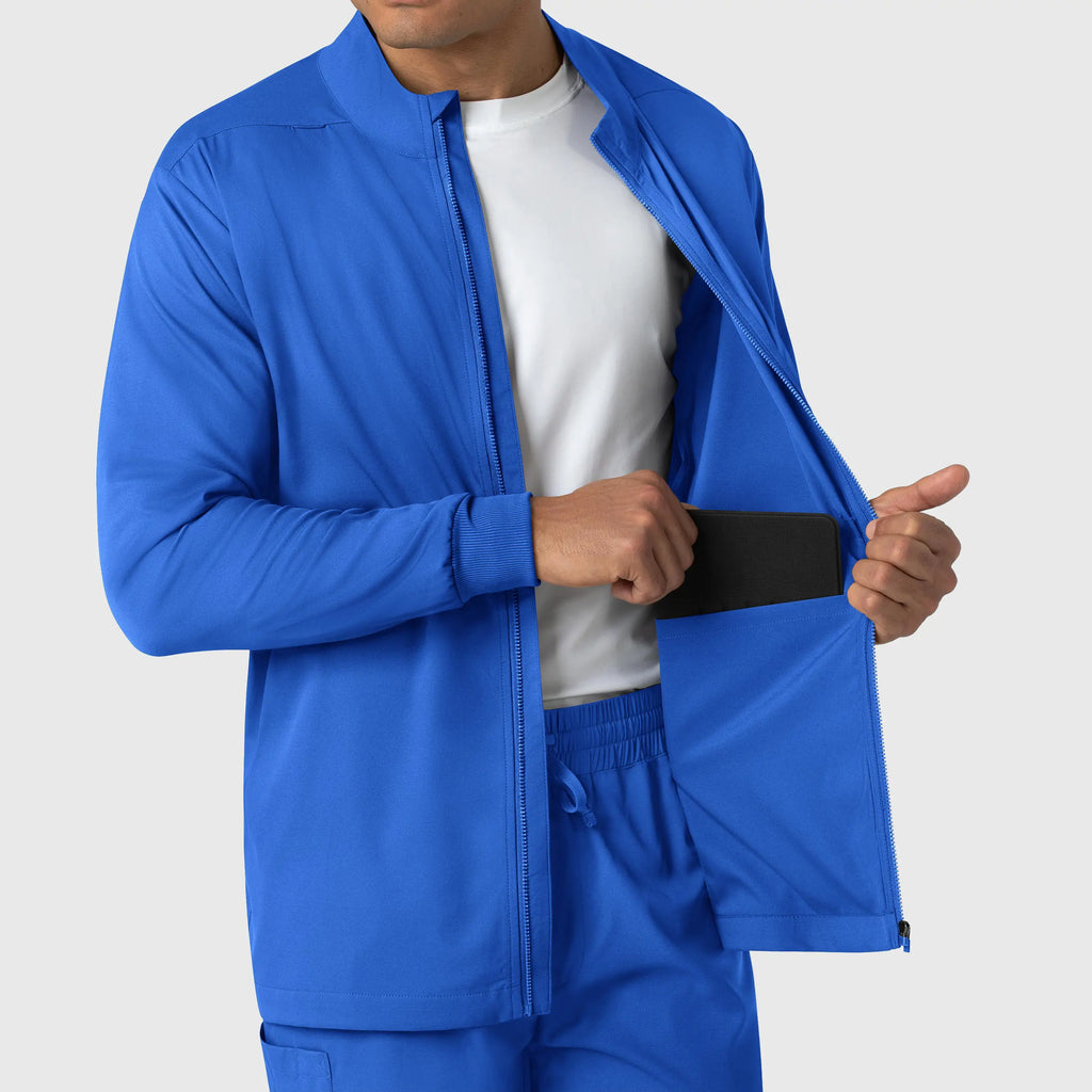 Wink Scrubs Men's Warm Up Jacket Royal Blue | scrub-supply.com