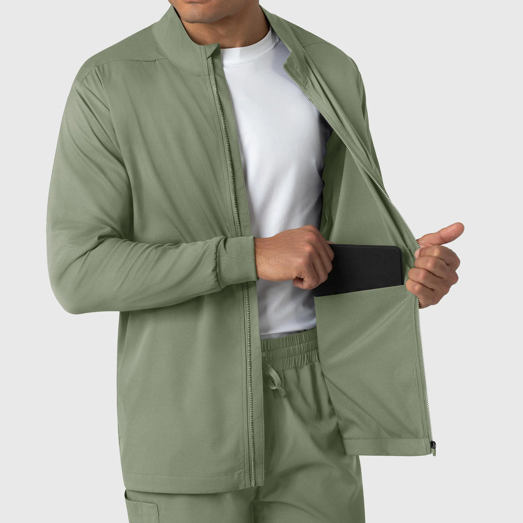 Wink Scrubs Men's Warm Up Jacket Sage | scrub-supply.com