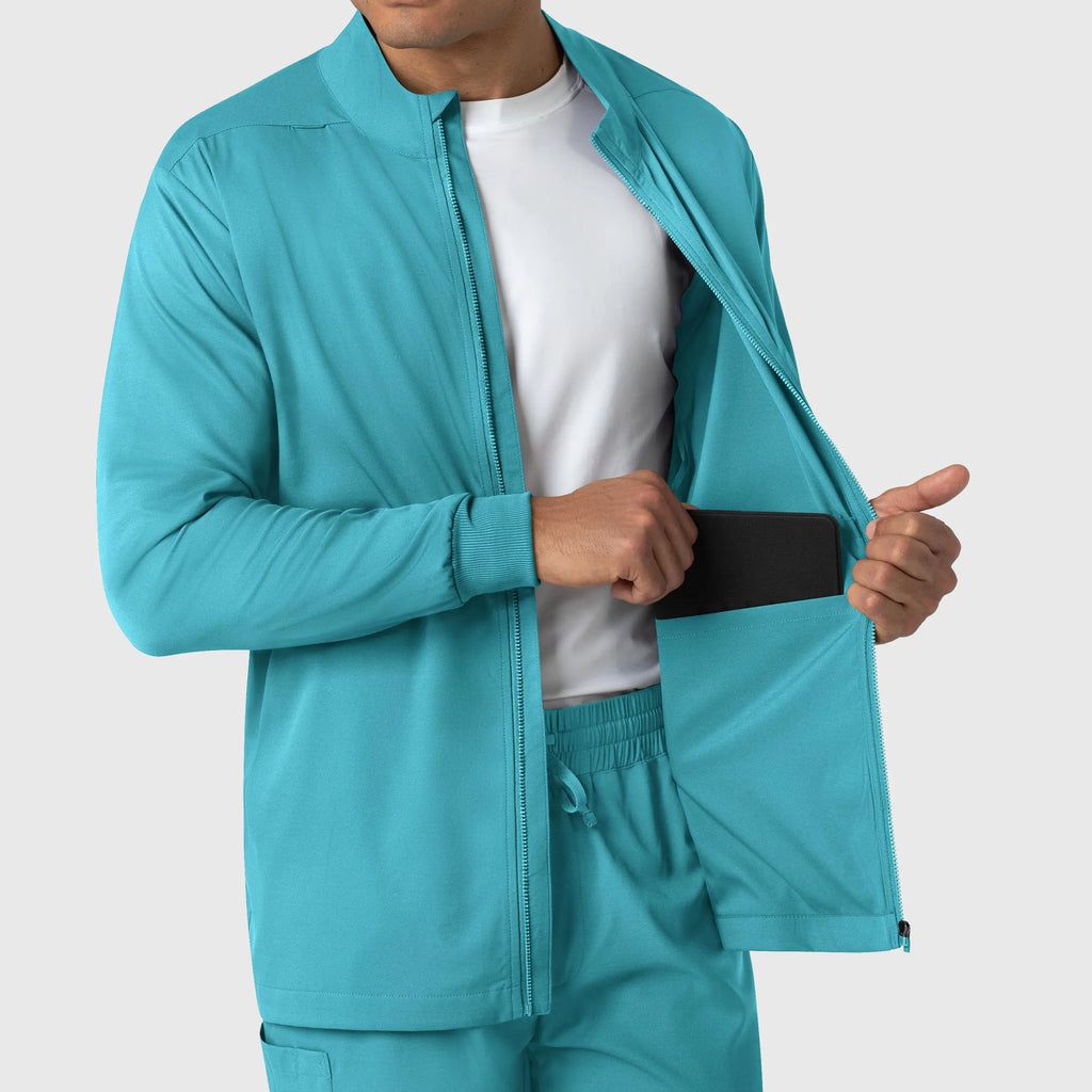 Wink Scrubs Men's Warm Up Jacket Teal | scrub-supply.com