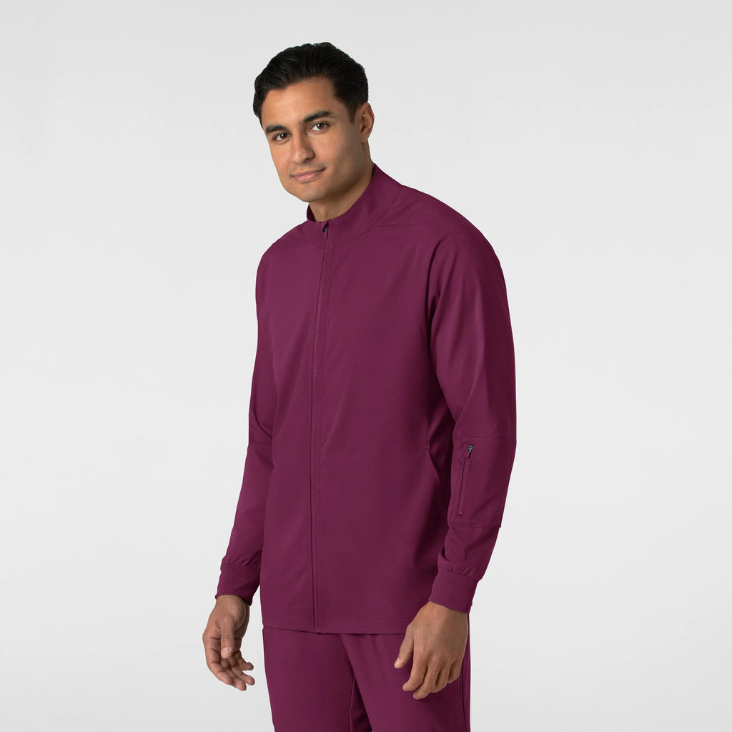 Wink Scrubs Men's Warm Up Jacket Wine | scrub-supply.com