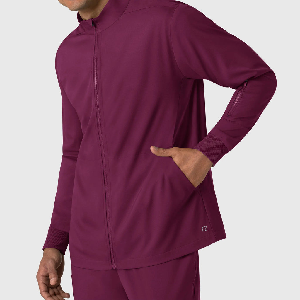 Wink Scrubs Men's Warm Up Jacket Wine | scrub-supply.com