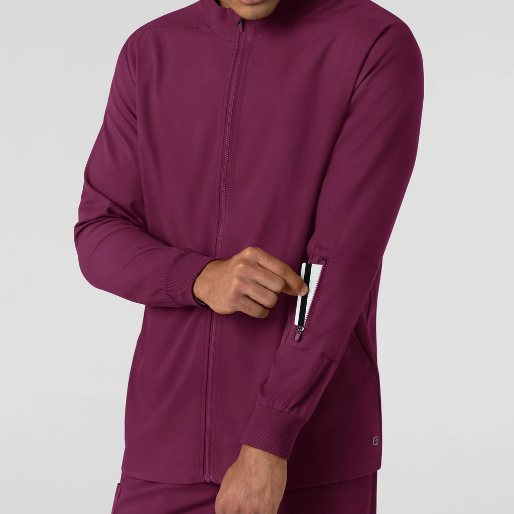 Wink Scrubs Men's Warm Up Jacket Wine | scrub-supply.com