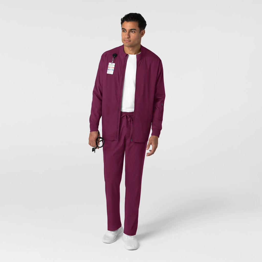 Wink Scrubs Men's Warm Up Jacket Wine | scrub-supply.com