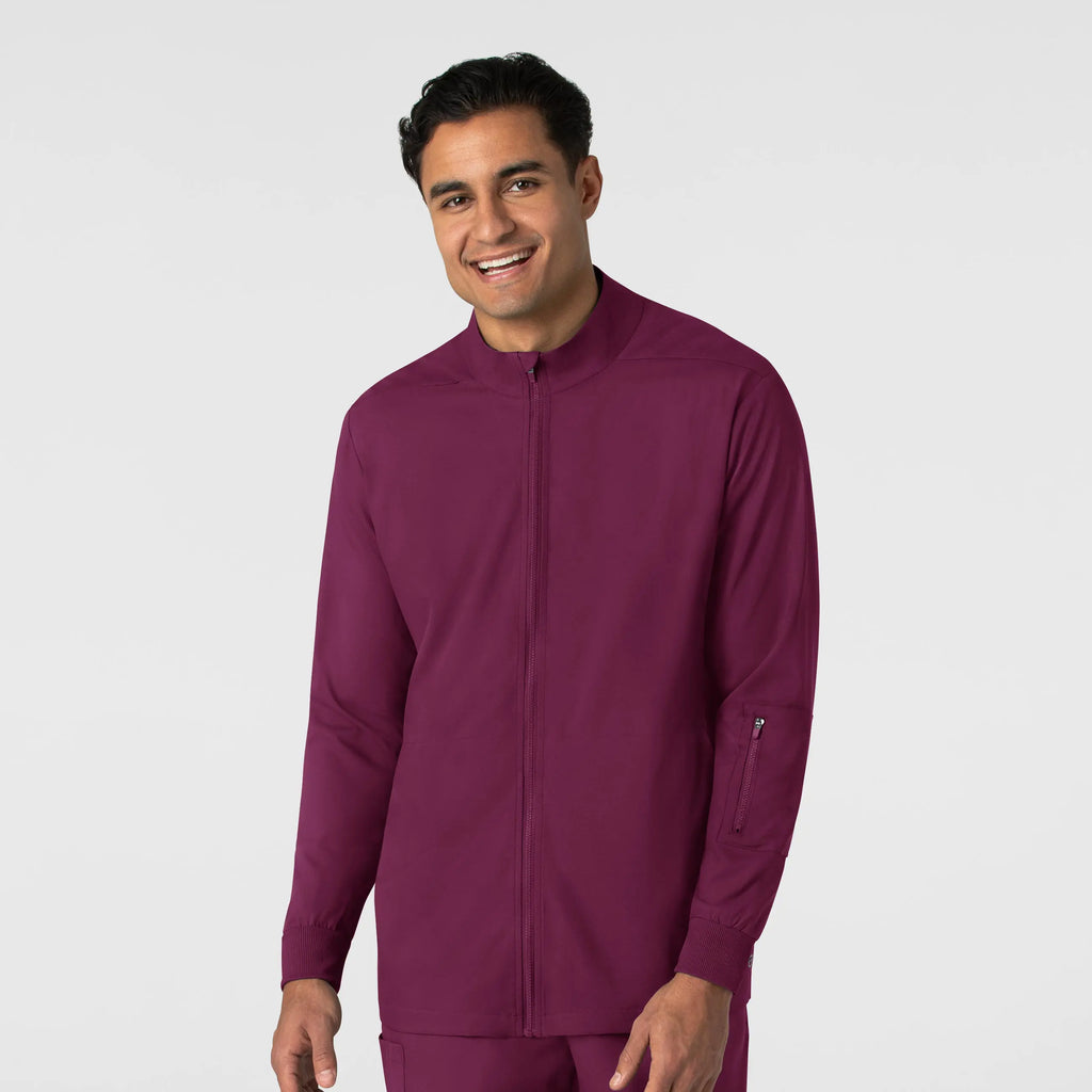 Wink Scrubs Men's Warm Up Jacket Wine | scrub-supply.com