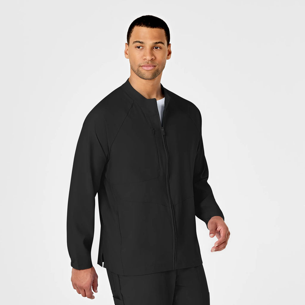 Wink Scrubs Men's Zip Front Warm Up Jacket Black | scrub-supply.com