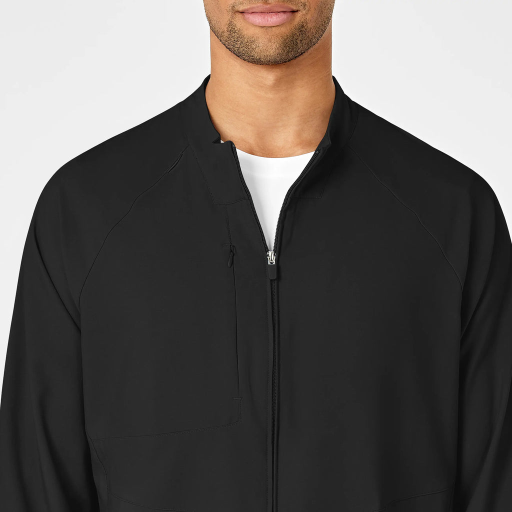 Wink Scrubs Men's Zip Front Warm Up Jacket Black | scrub-supply.com