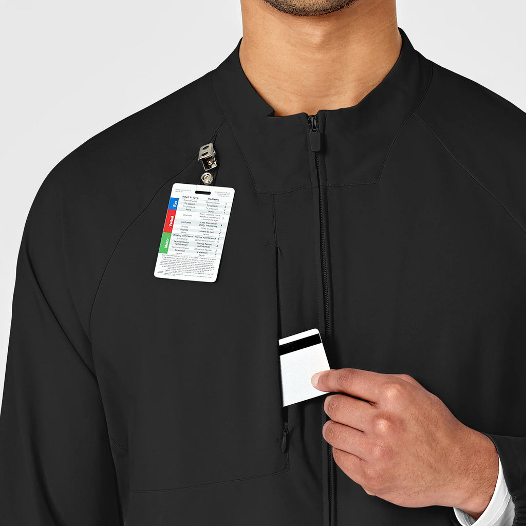 Wink Scrubs Men's Zip Front Warm Up Jacket Black | scrub-supply.com