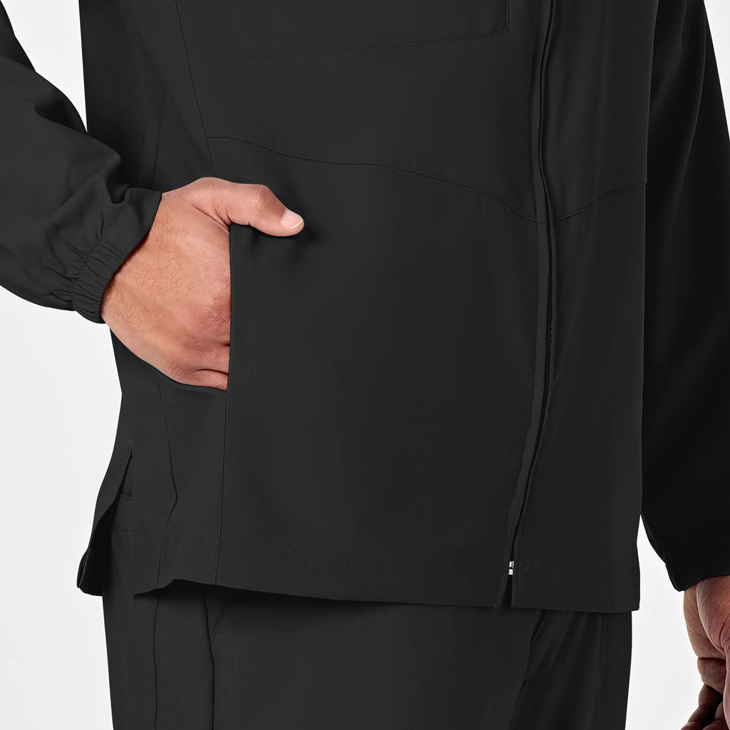 Wink Scrubs Men's Zip Front Warm Up Jacket Black | scrub-supply.com