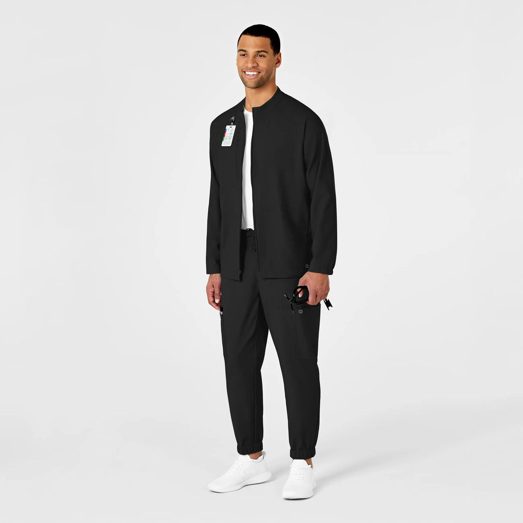 Wink Scrubs Men's Zip Front Warm Up Jacket Black | scrub-supply.com