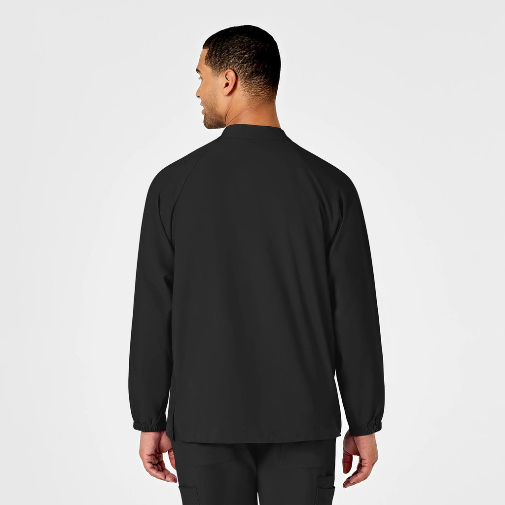 Wink Scrubs Men's Zip Front Warm Up Jacket Black | scrub-supply.com