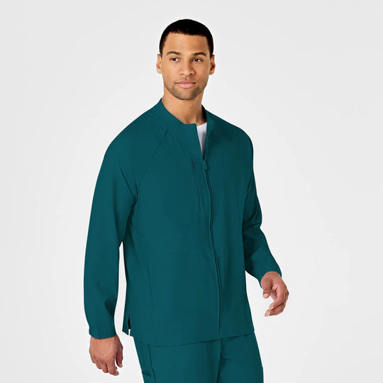 Wink Scrubs Men's Zip Front Warm Up Jacket Caribbean Blue | scrub-supply.com