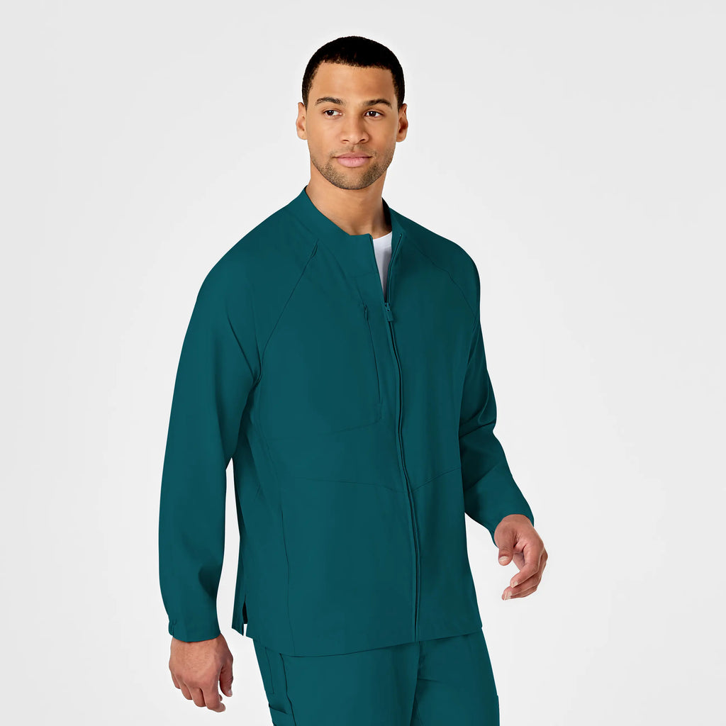 Wink Scrubs Men's Zip Front Warm Up Jacket Caribbean Blue | scrub-supply.com