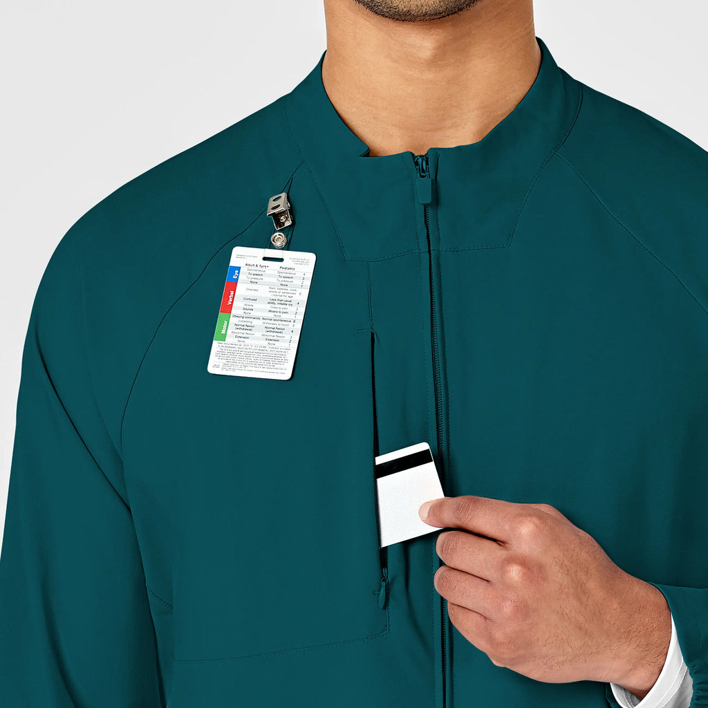 Wink Scrubs Men's Zip Front Warm Up Jacket Caribbean Blue | scrub-supply.com