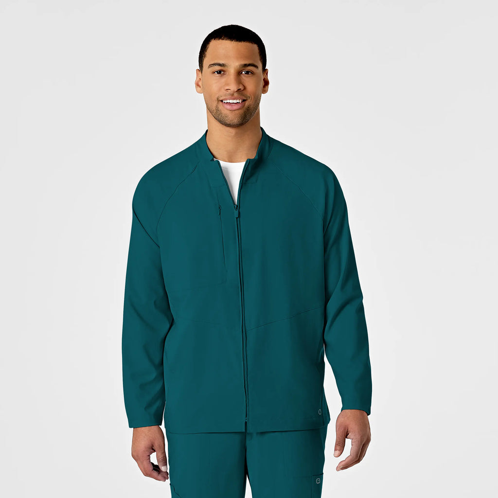 Wink Scrubs Men's Zip Front Warm Up Jacket Caribbean Blue | scrub-supply.com