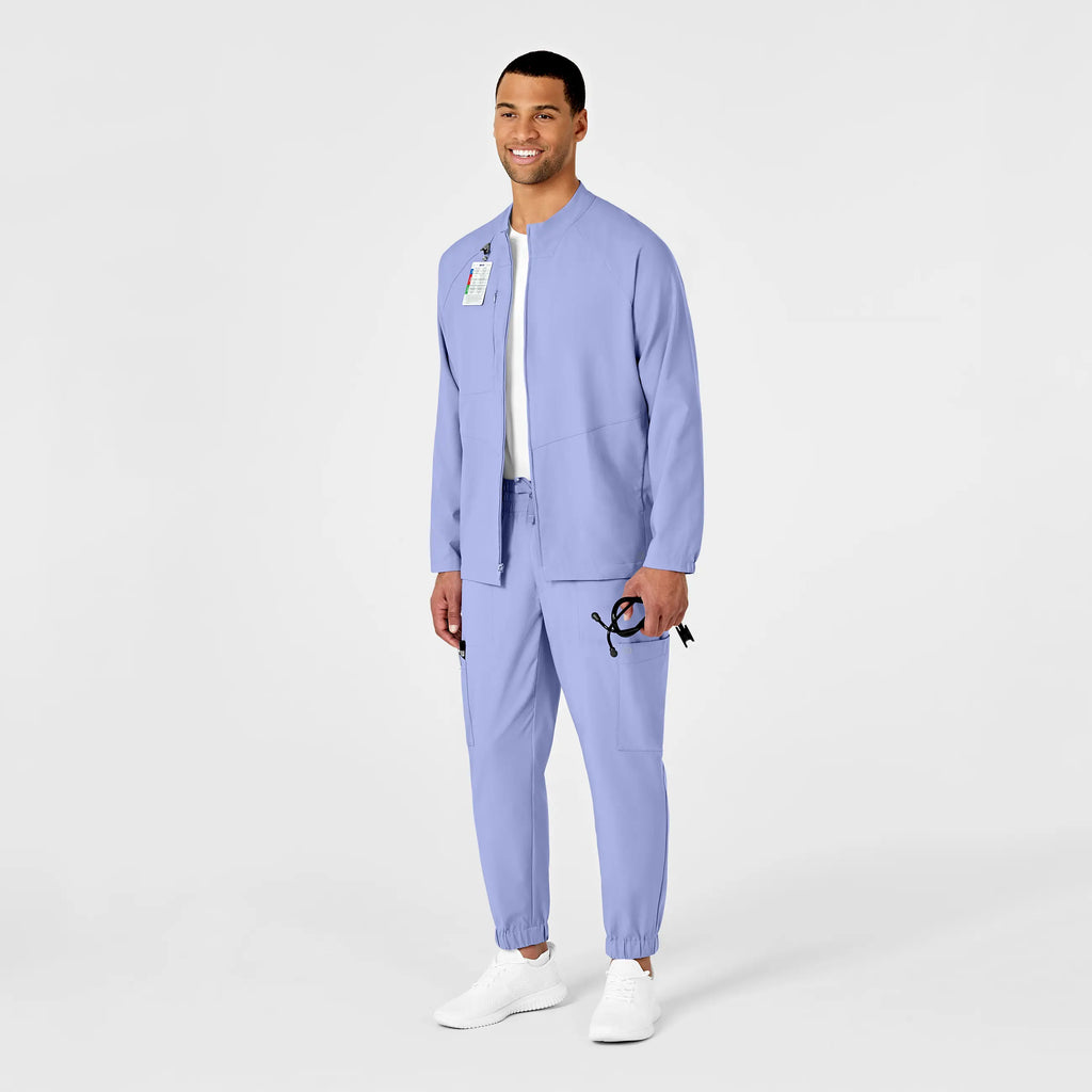 Wink Scrubs Men's Zip Front Warm Up Jacket Ceil Blue | scrub-supply.com