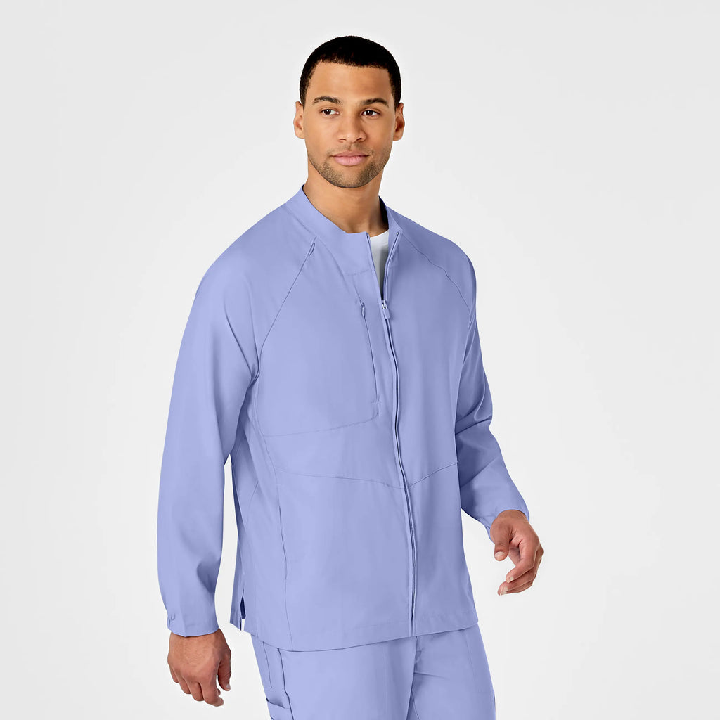 Wink Scrubs Men's Zip Front Warm Up Jacket Ceil Blue | scrub-supply.com