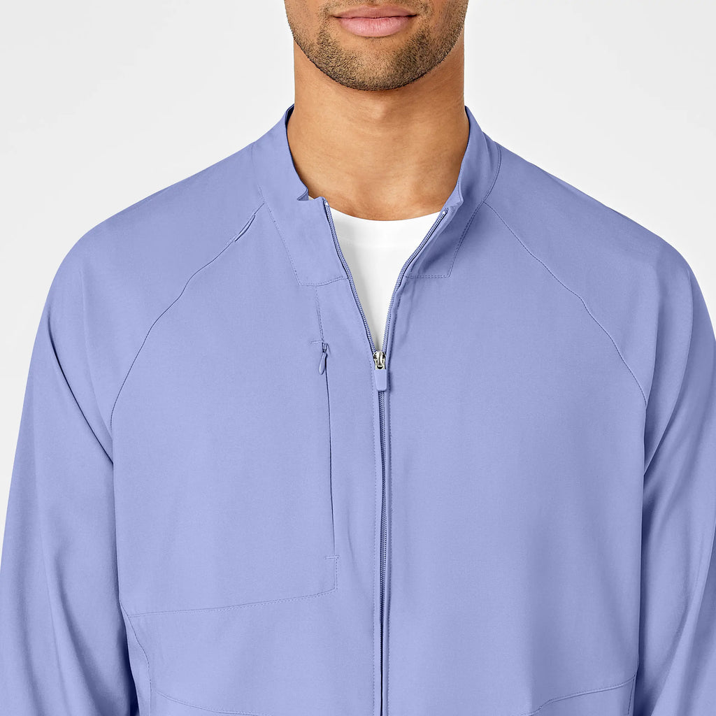 Wink Scrubs Men's Zip Front Warm Up Jacket Ceil Blue | scrub-supply.com