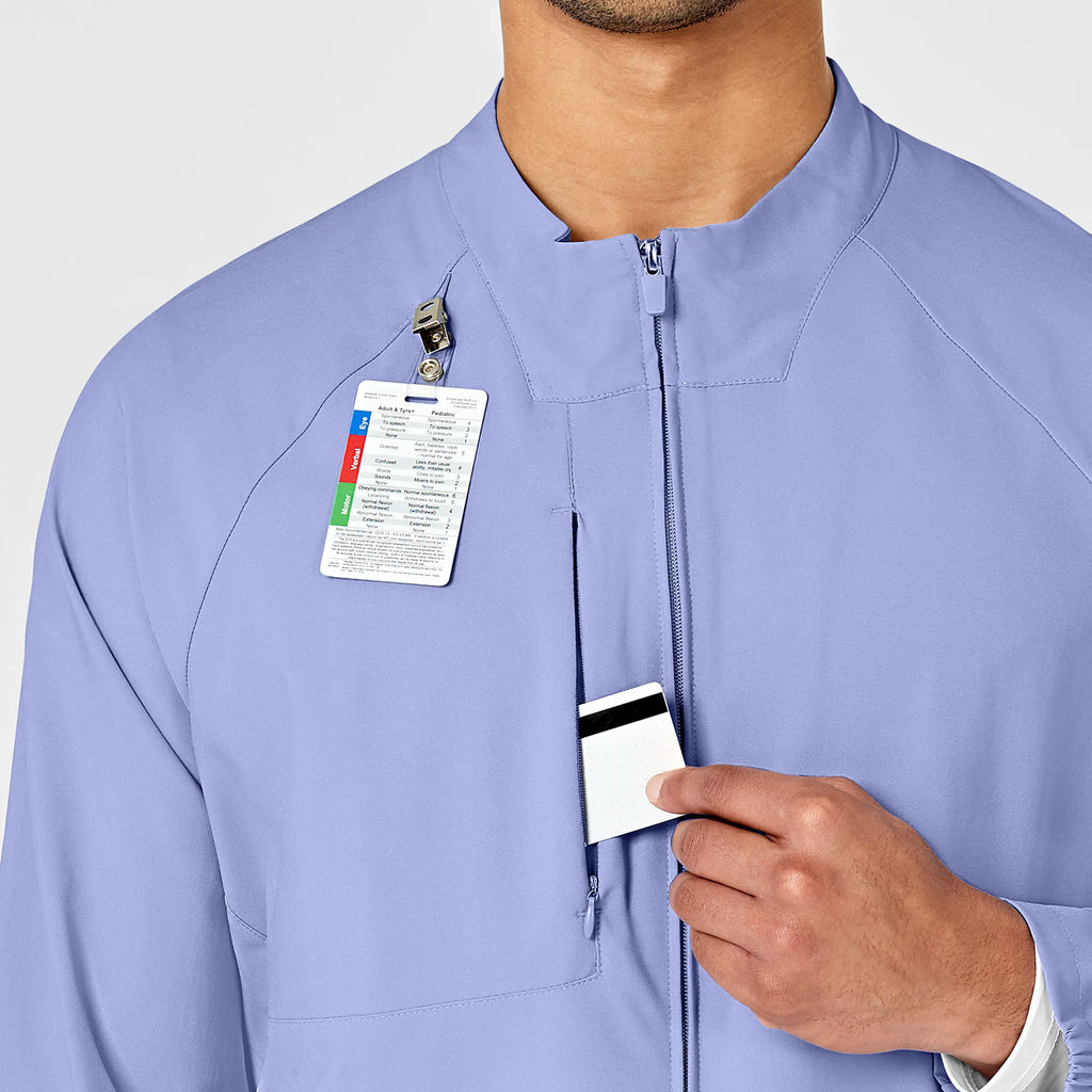 Wink Scrubs Men's Zip Front Warm Up Jacket Ceil Blue | scrub-supply.com