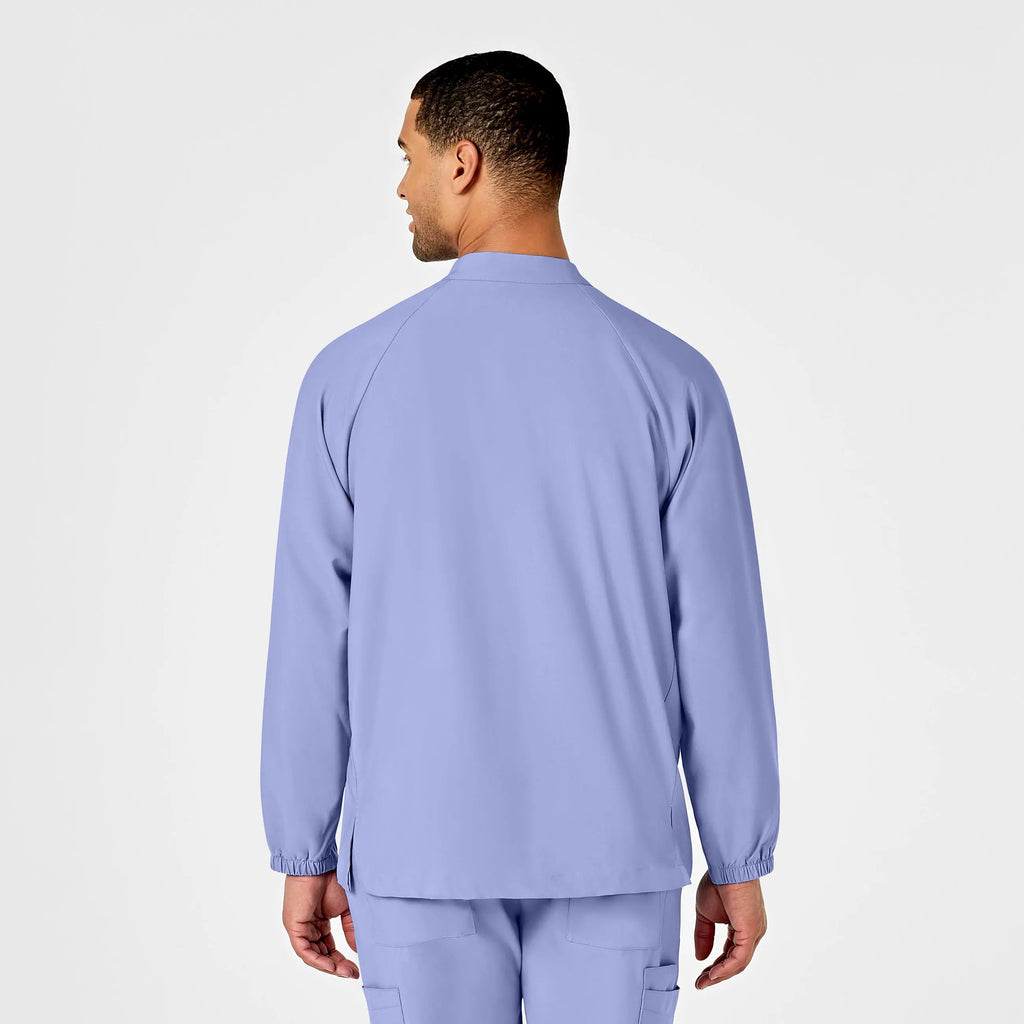 Wink Scrubs Men's Zip Front Warm Up Jacket Ceil Blue | scrub-supply.com