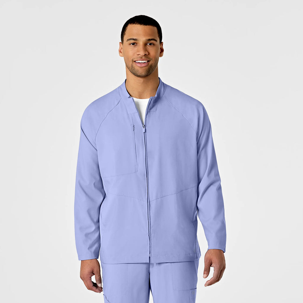 Wink Scrubs Men's Zip Front Warm Up Jacket Ceil Blue | scrub-supply.com