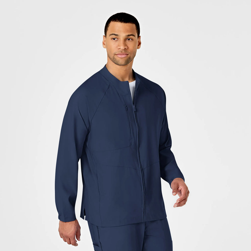 Wink Scrubs Men's Zip Front Warm Up Jacket Navy | scrub-supply.com