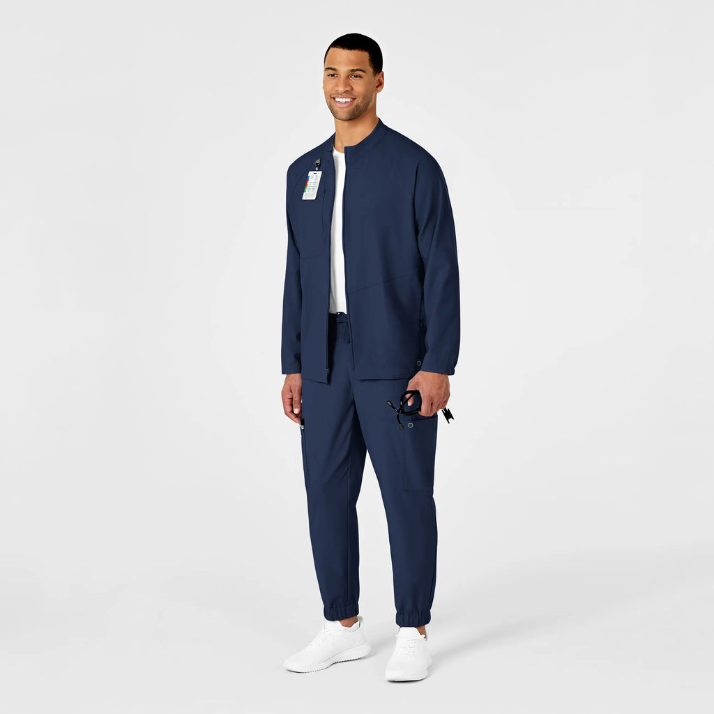 Wink Scrubs Men's Zip Front Warm Up Jacket Navy | scrub-supply.com